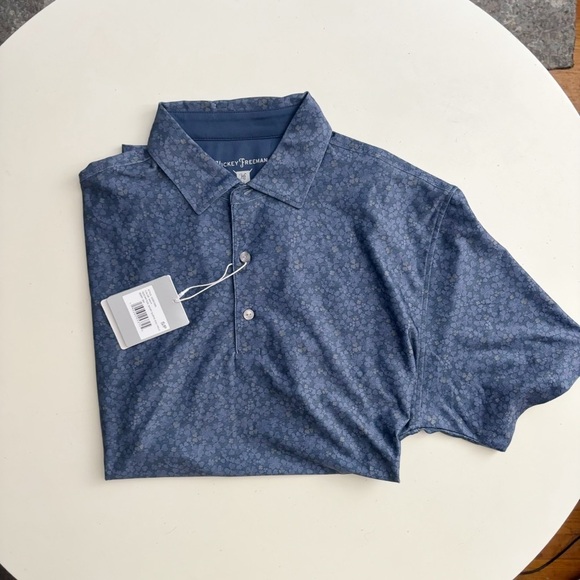 Hickey Freeman Men’s Performance Golf Polo Blue Clover Print Size Small New - Picture 2 of 8
